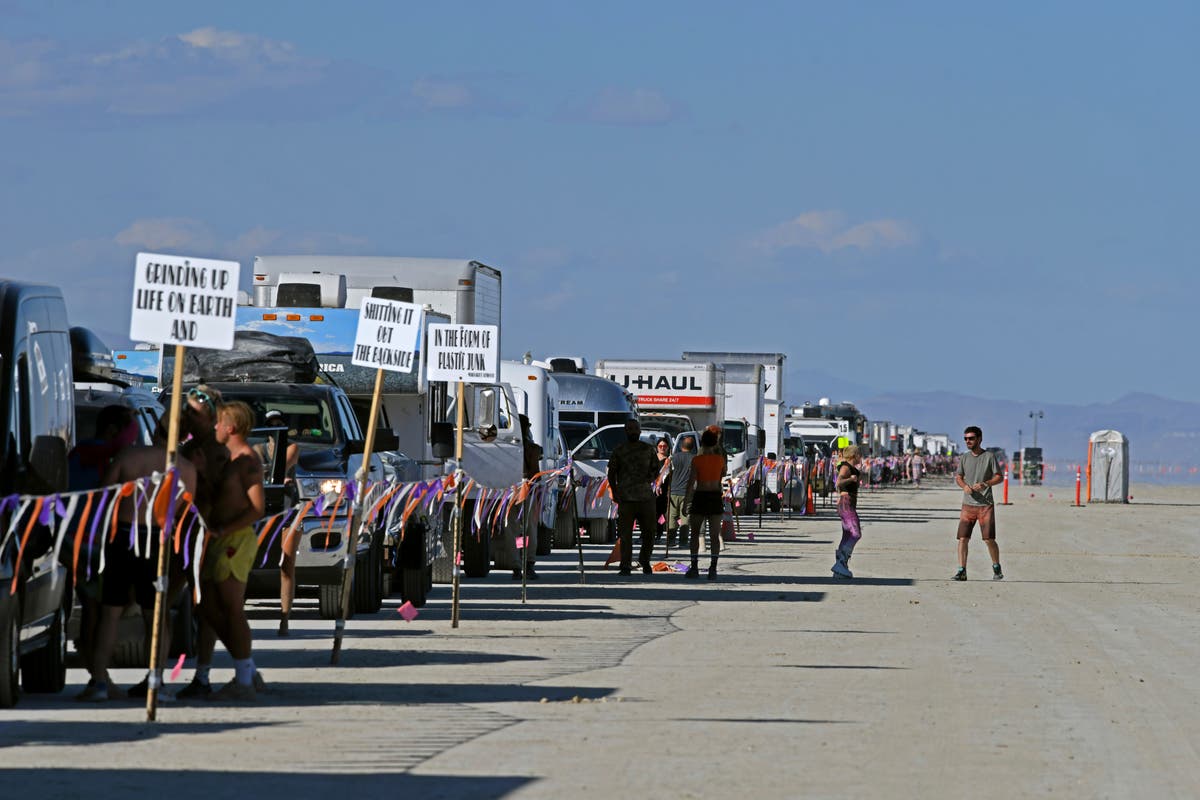 Burning Man attendees share ordeal with urine bottles as clean-up begins – live