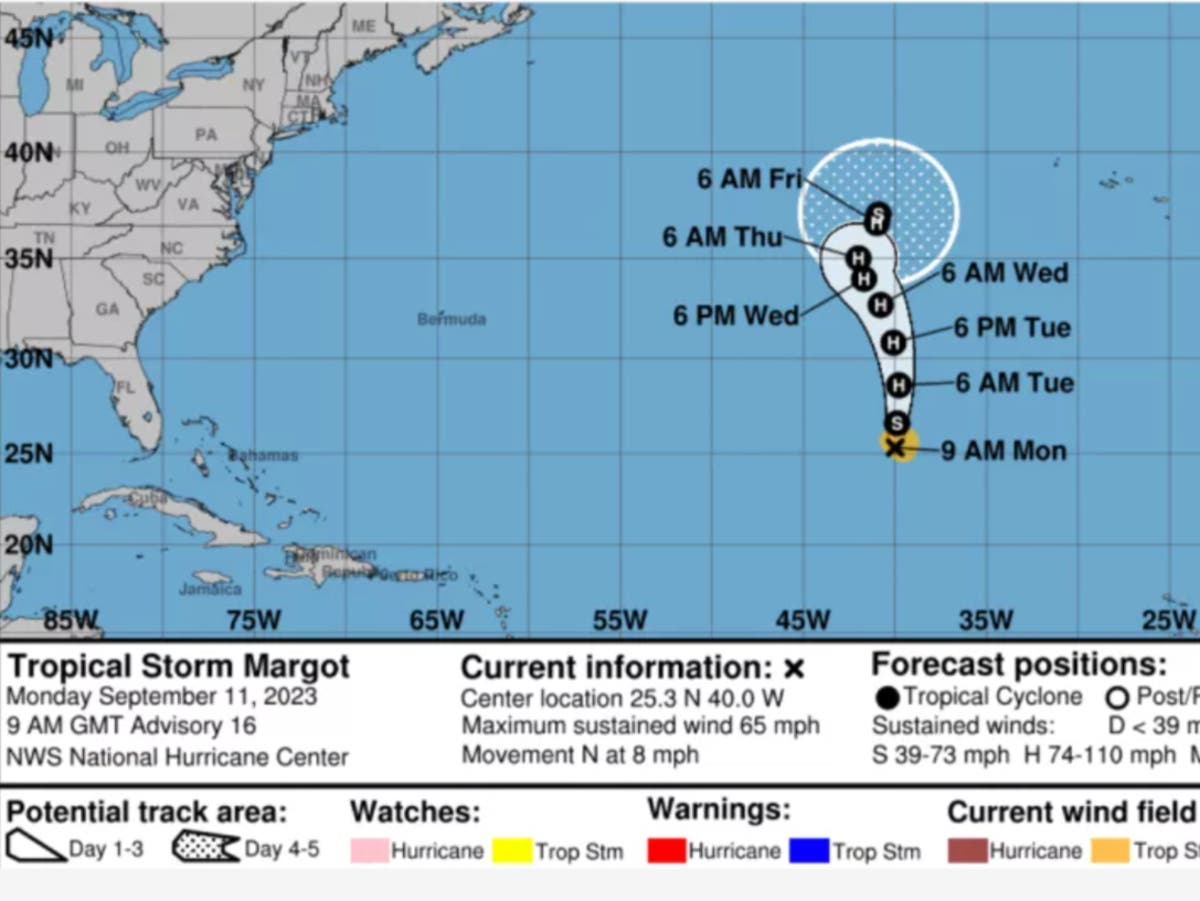 Tropical Storm Margot expected to become hurricane tonight as path remains uncertain