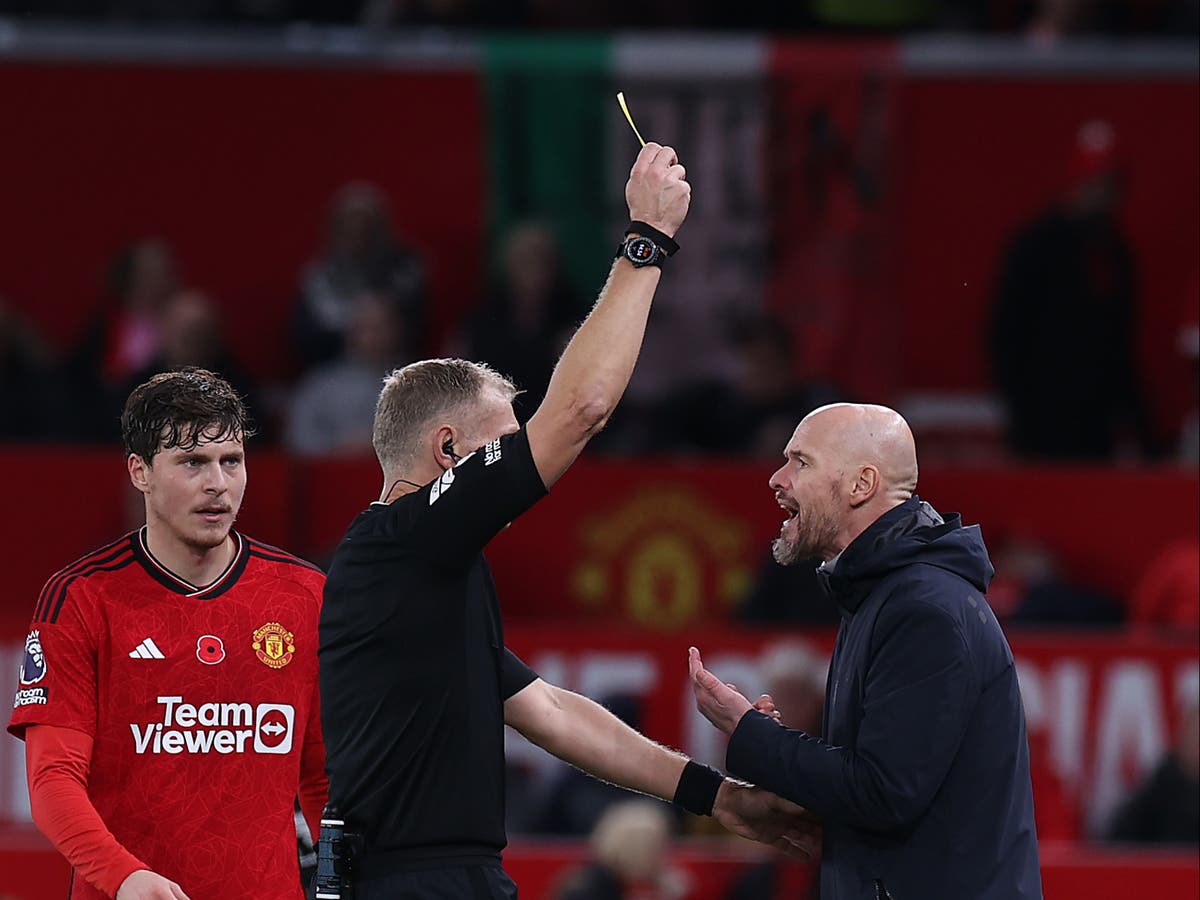 Ten Hag to serve one-match ban after third booking for Manchester United