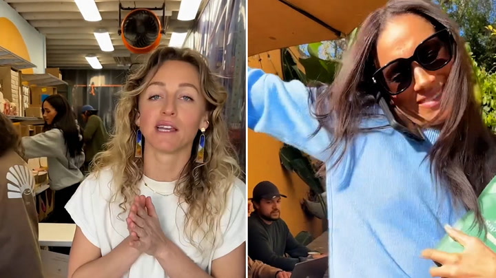 Meghan stars as intern stacking boxes in Clevr coffee advert