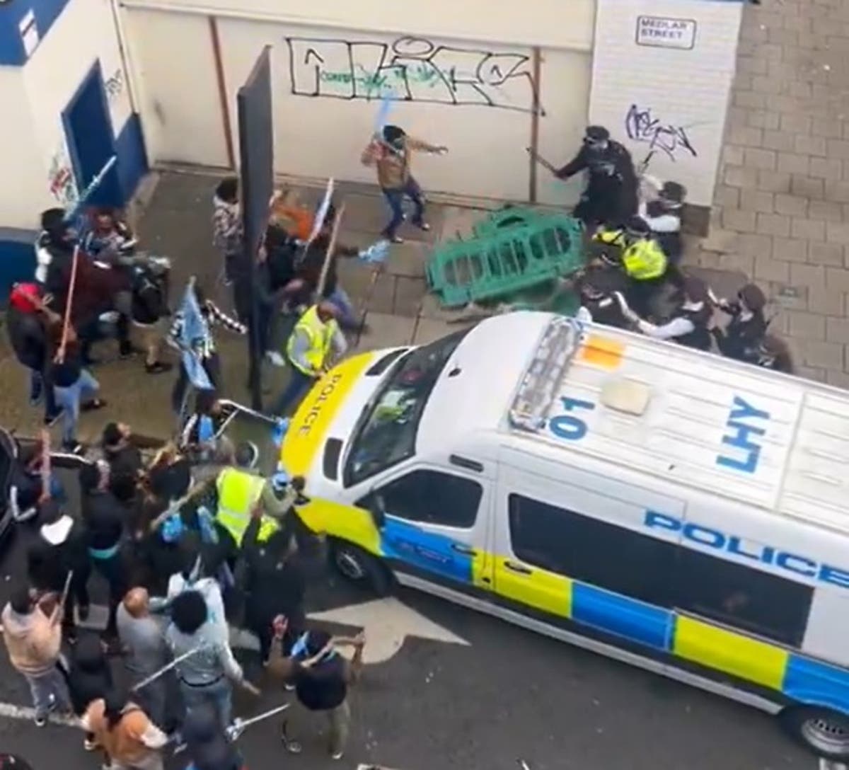 Dramatic scenes as police clash with crowd in Camberwell after protests turn violent