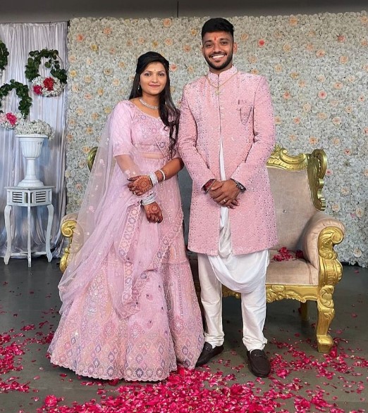 Meghna Jambucha with Chetan Sakariya (right)