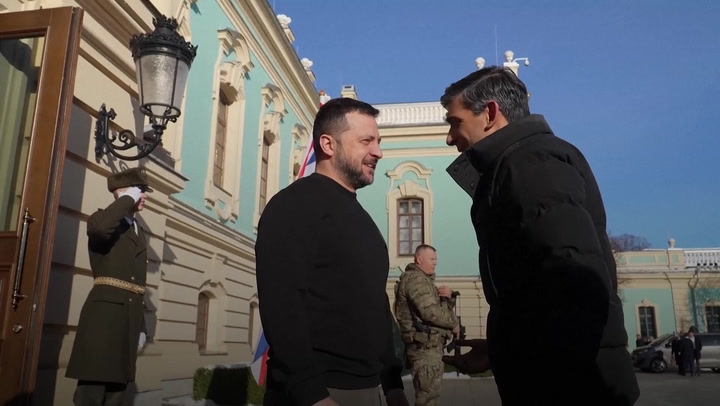 Sunak arrives in Ukraine for surprise meeting with Zelensky as UK commits additional £2.5bn aid