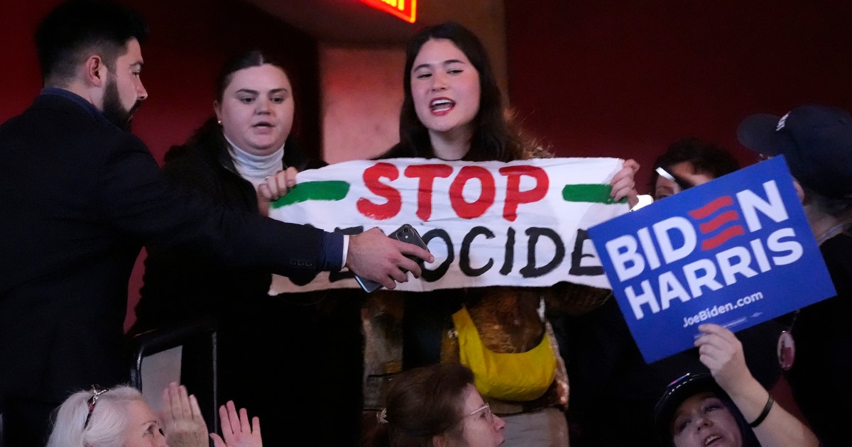 Biden interrupted by protesters more than a dozen times at campaign rally