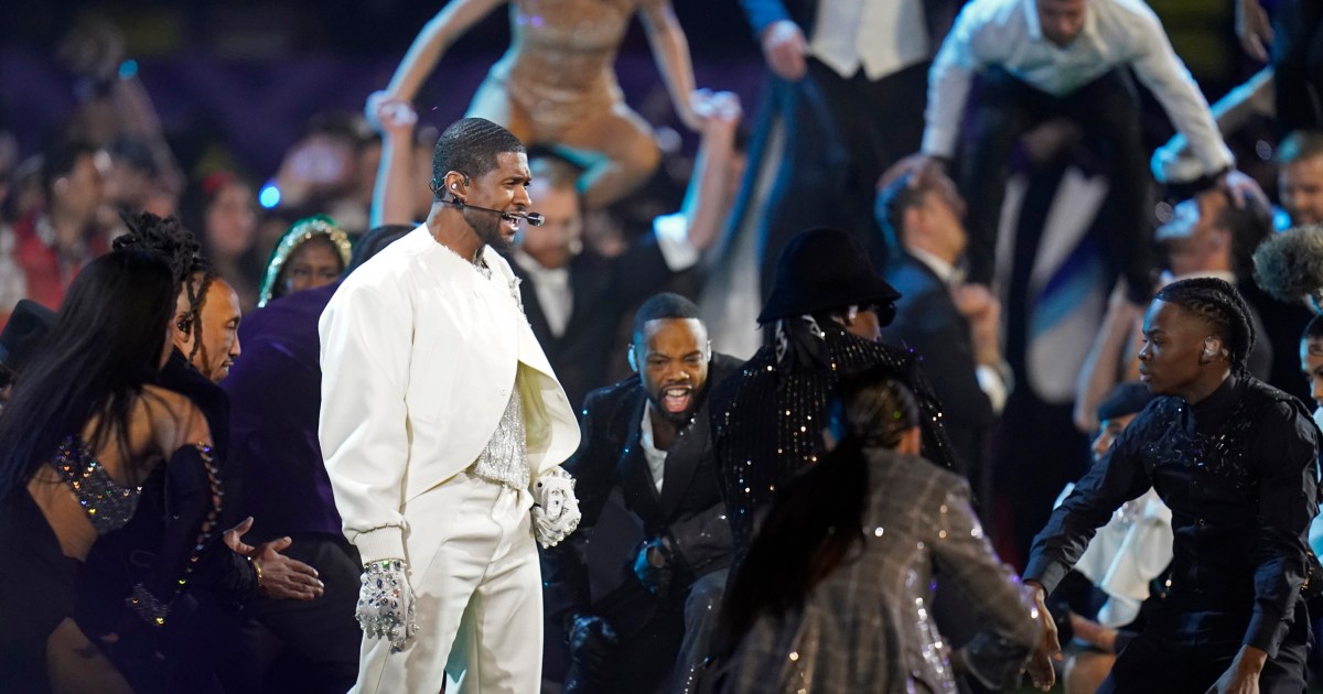 Usher joined by Alicia Keys, Lil Jon, Ludacris and more during Super Bowl LVIII halftime show