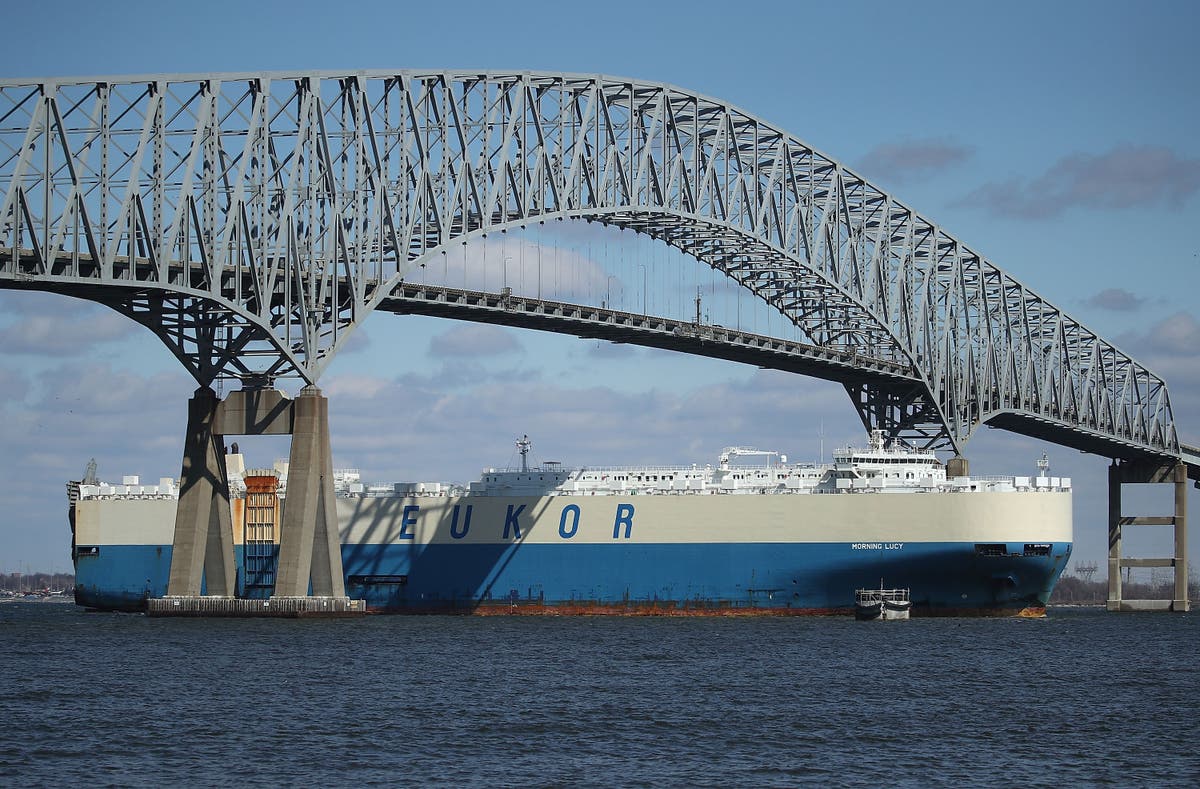 Key Bridge in Baltimore collapses into water after being hit by cargo ship