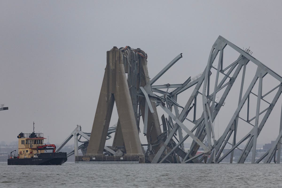 Live view of Baltimore bridge wreckage as two bodies found during recovery mission