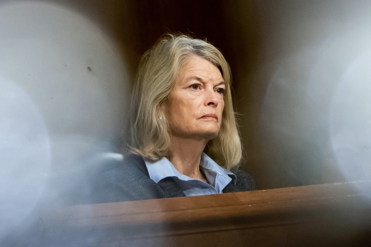 Senator Lisa Murkowski listens during a hearing
