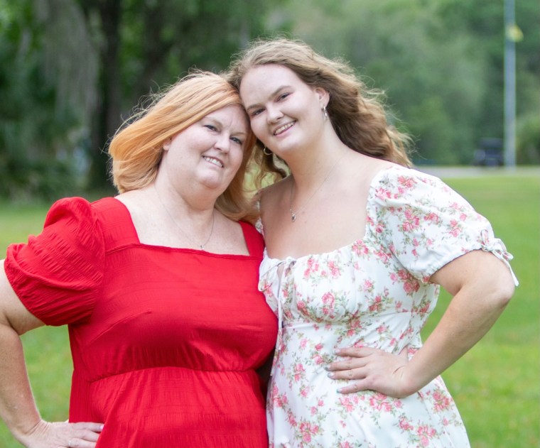 Kerri Harrelson, left, with her daughter, Bricelyn, who doesn’t yet know where she’ll be attending college in the fall.